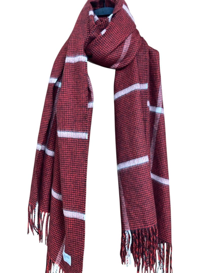 極美品 ジョンストンズ カシミヤ100％ 大判ストール レッド 国内正規品