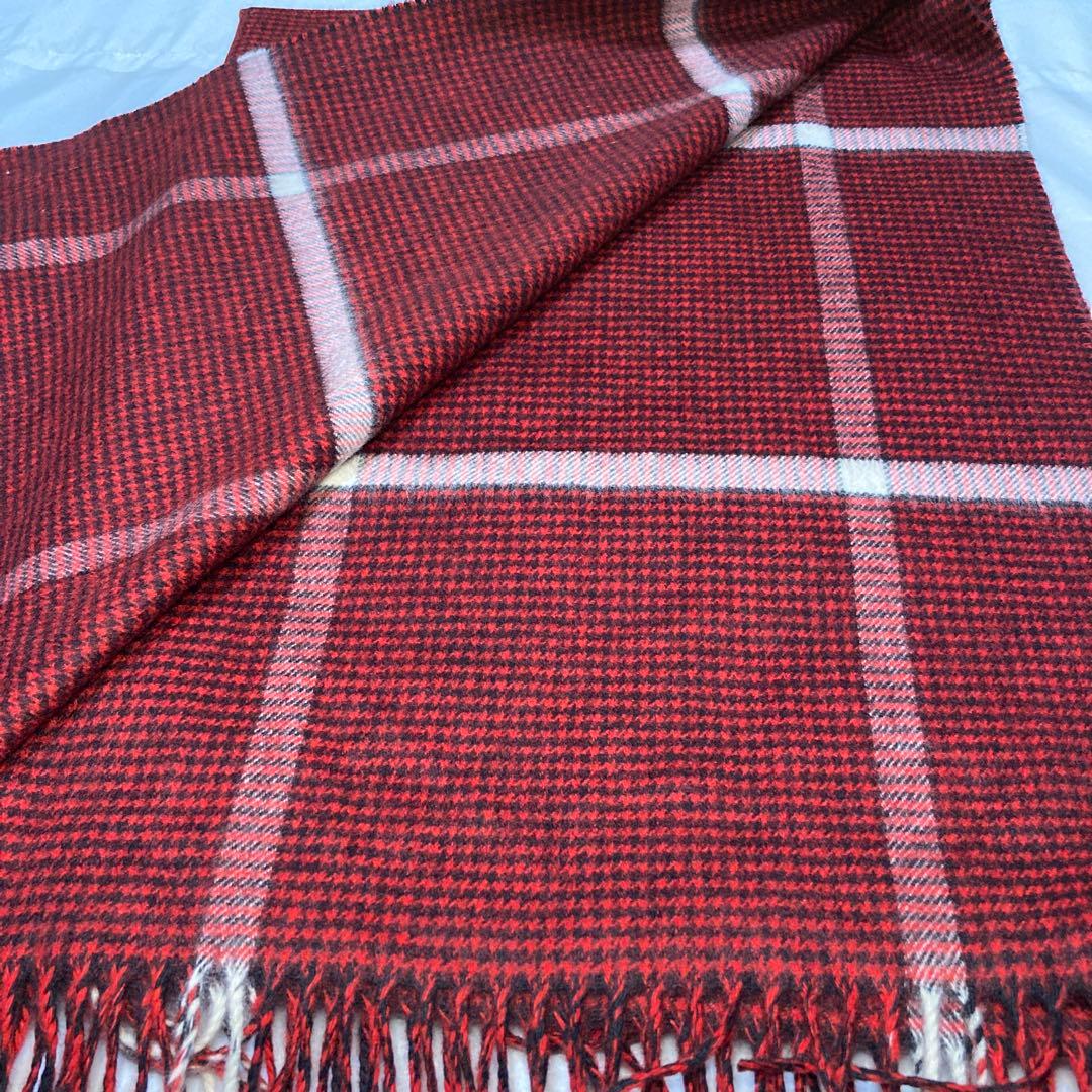 極美品 ジョンストンズ カシミヤ100％ 大判ストール レッド 国内正規品