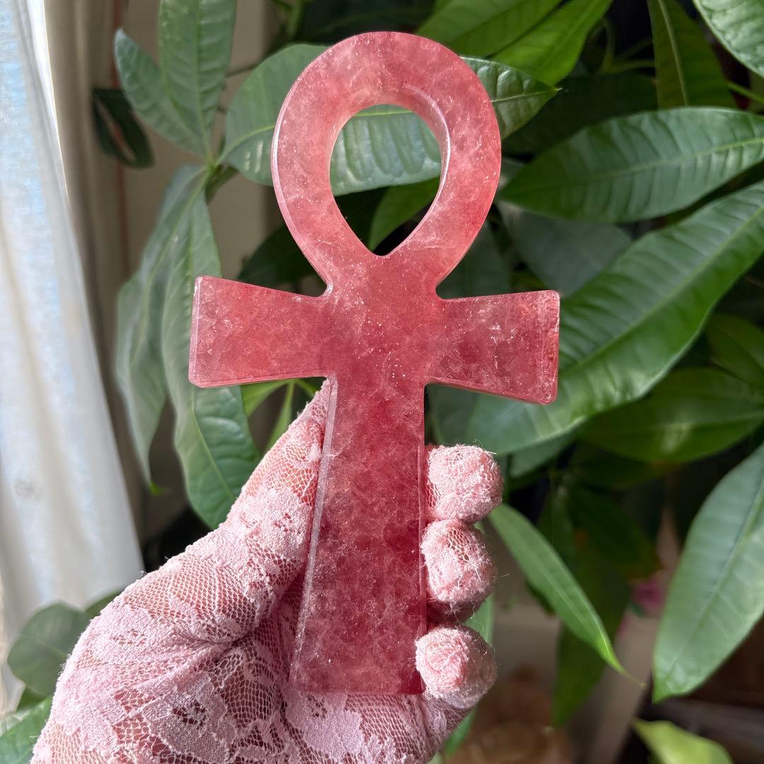 ❤❤❤Evera❤❤様 ストロベリークォーツ♡アンクBIGサイズ♡No.1857