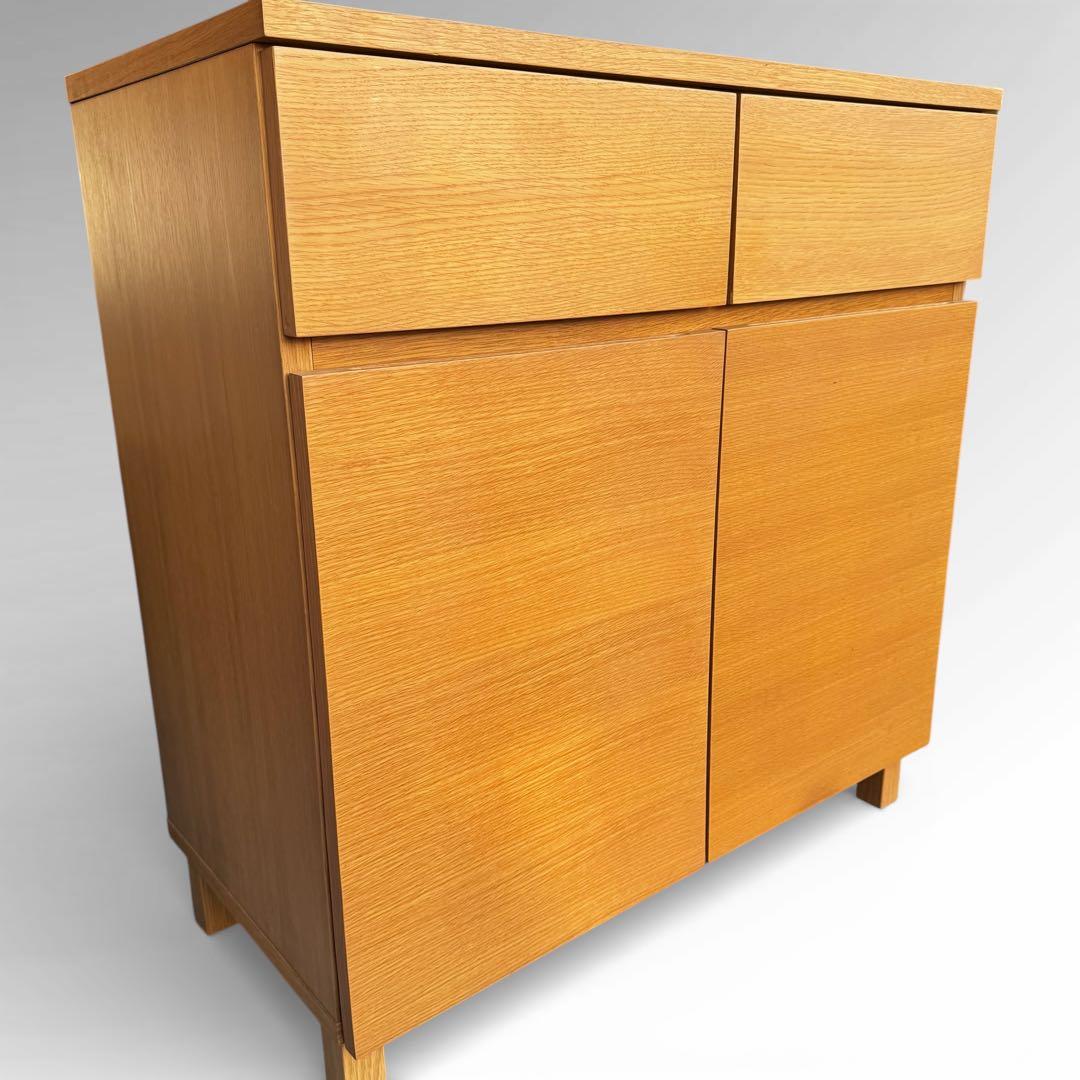 無印良品 木製キャビネット 木扉 オーク材 幅80cm 脚付