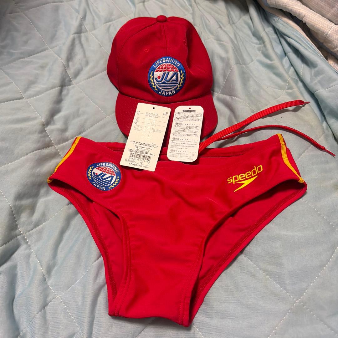 Speedo 競泳水着・キャップセット 赤