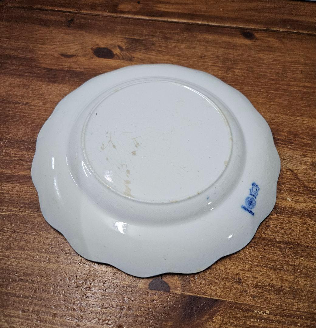 英国アンティーク   フローブルー プレート 青 平皿