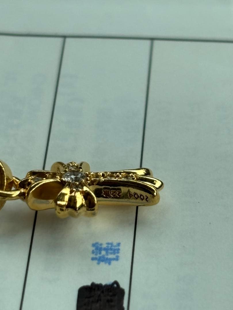 【中古】CHROME HEARTSベイビーファットクロス ピアス22K パヴェ