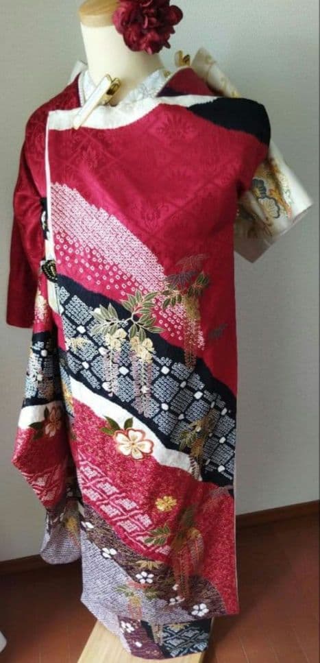 まんまる様　428.絞り刺繍振袖7点セット 正絹フルセット成人式 京都きもの友禅