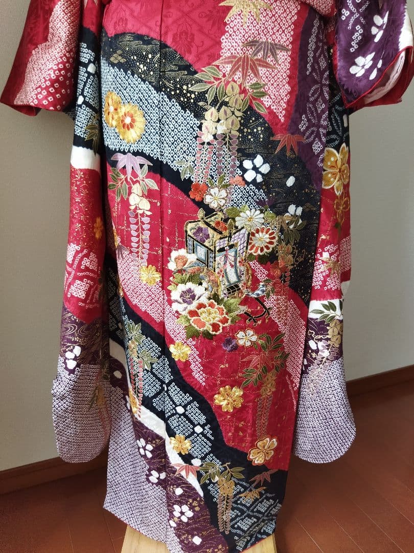 まんまる様　428.絞り刺繍振袖7点セット 正絹フルセット成人式 京都きもの友禅