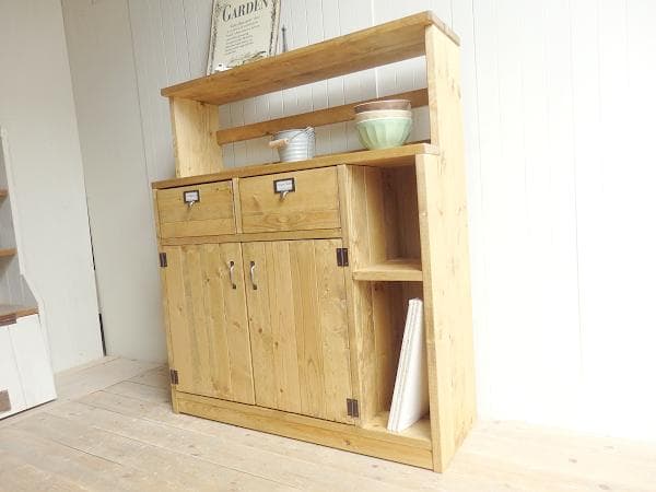 サイズ、デザインオーダー可！２引出観音扉キャビネット●ナチュラルブラウン受注製作