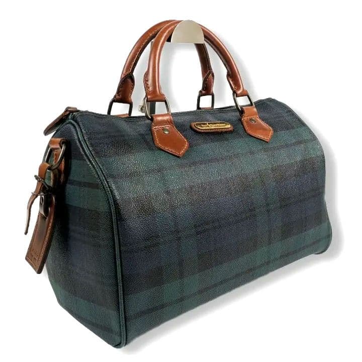 ポロラルフローレン ミニ ボストンバッグ チェック柄 PVC レザー