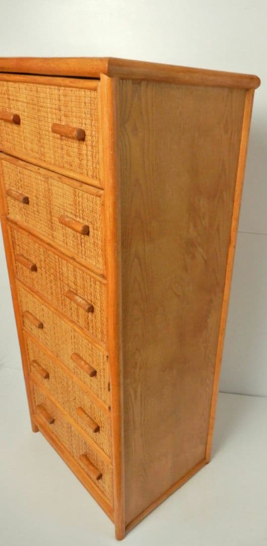 【昭和レトロ アンティーク】ヴィンテージ ラタン 籐 チェスト 6段