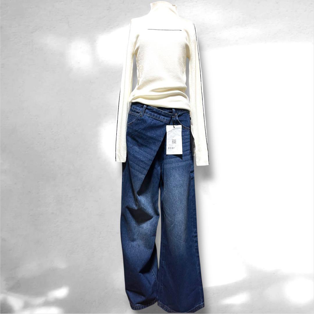 ♥️新品未使用♥️ MICALLEMICALLE ブーツカットデニム ラップデザイン