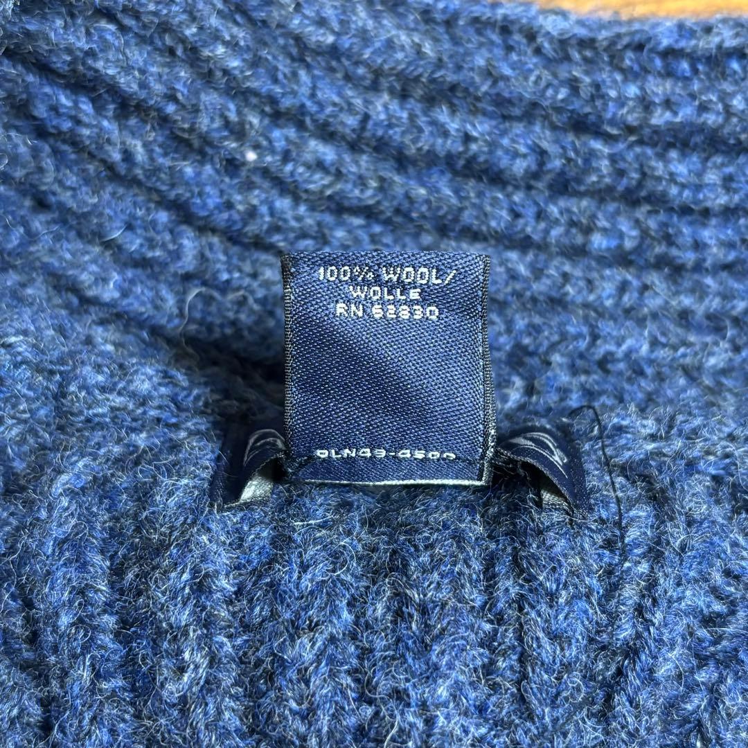 usa製ランズエンド ショールカラー ウール肉厚カーディガン エルボーパッチ