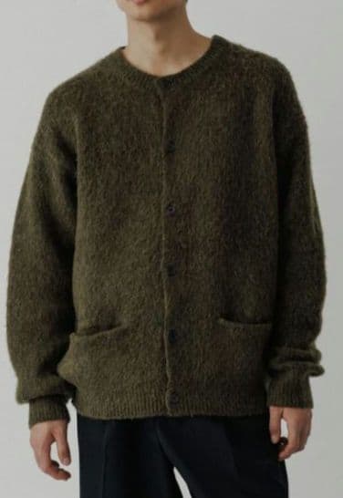 ADAM ET ROPÉ HOMME モヘアミックス カーディガン　カーキ　M