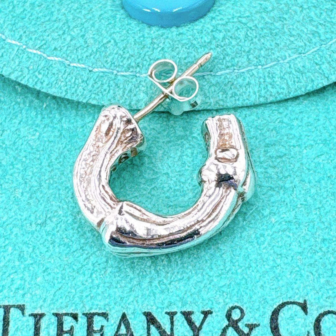 美品 オールドティファニー バンブー スモール ピアス キャッチ社外品 シルバー