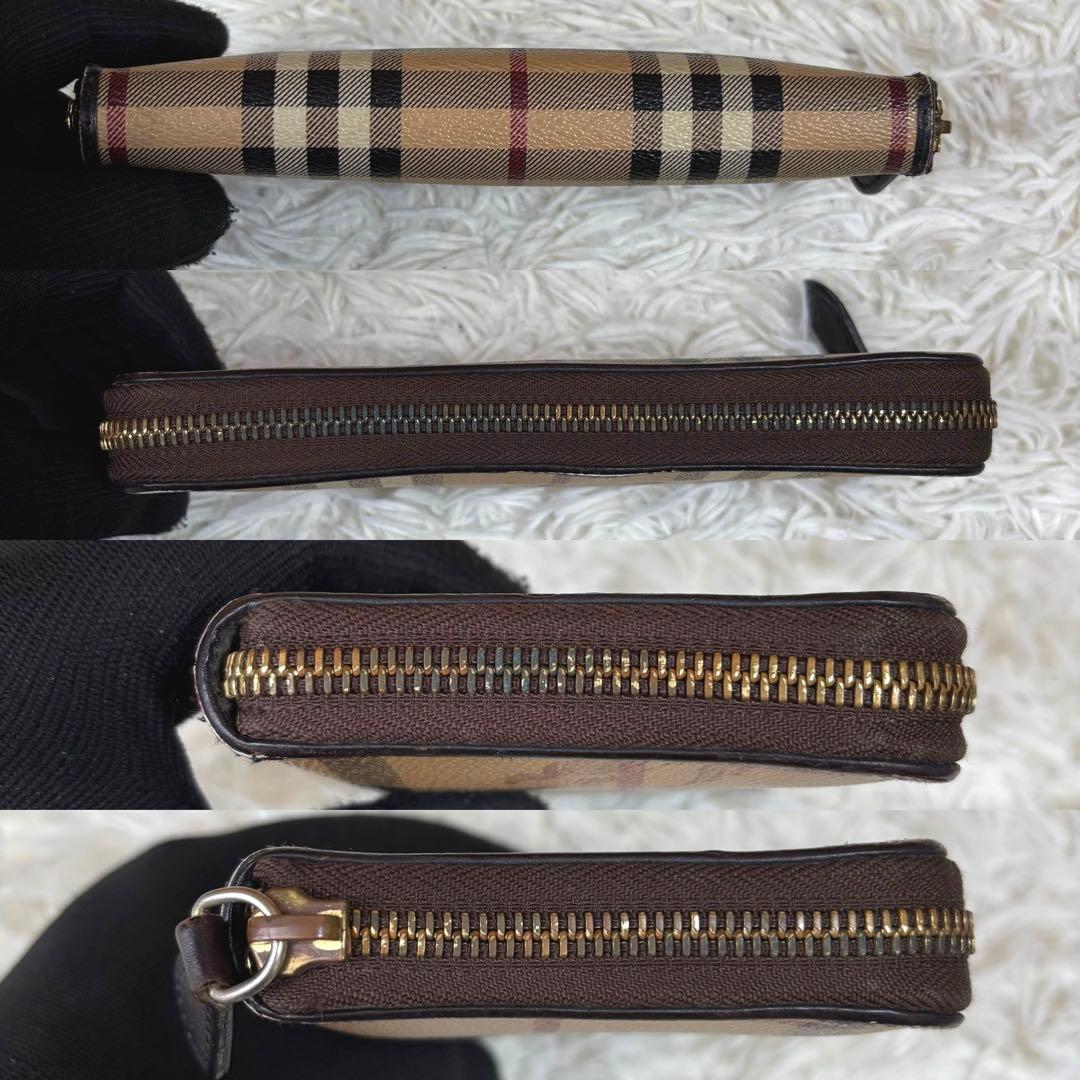 BURBERRY 長財布 ラウンドジップ ノバチェック シャドーホース レザー
