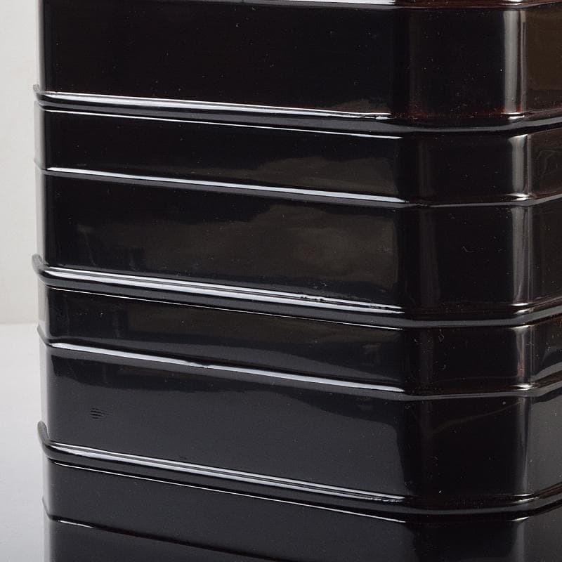 塗師　木村表斎　黒漆　利休形　縁高重　五段　共箱　V　R9124B