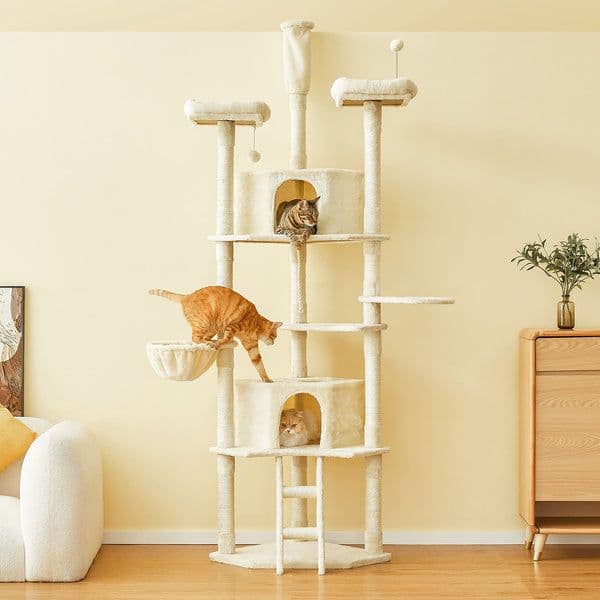 MWPO ベージュキャットタワー 高さ217-238cm