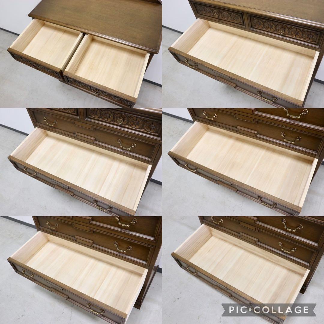 GMGK64○神戸家具 洋家具 6段チェスト 整理タンス 収納家具 彫刻 オー