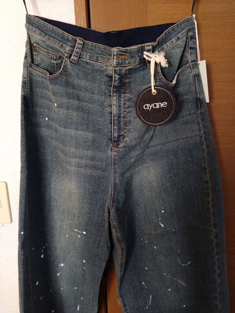 ayaneペイント加工バレルレッグデニムパンツ【新品】