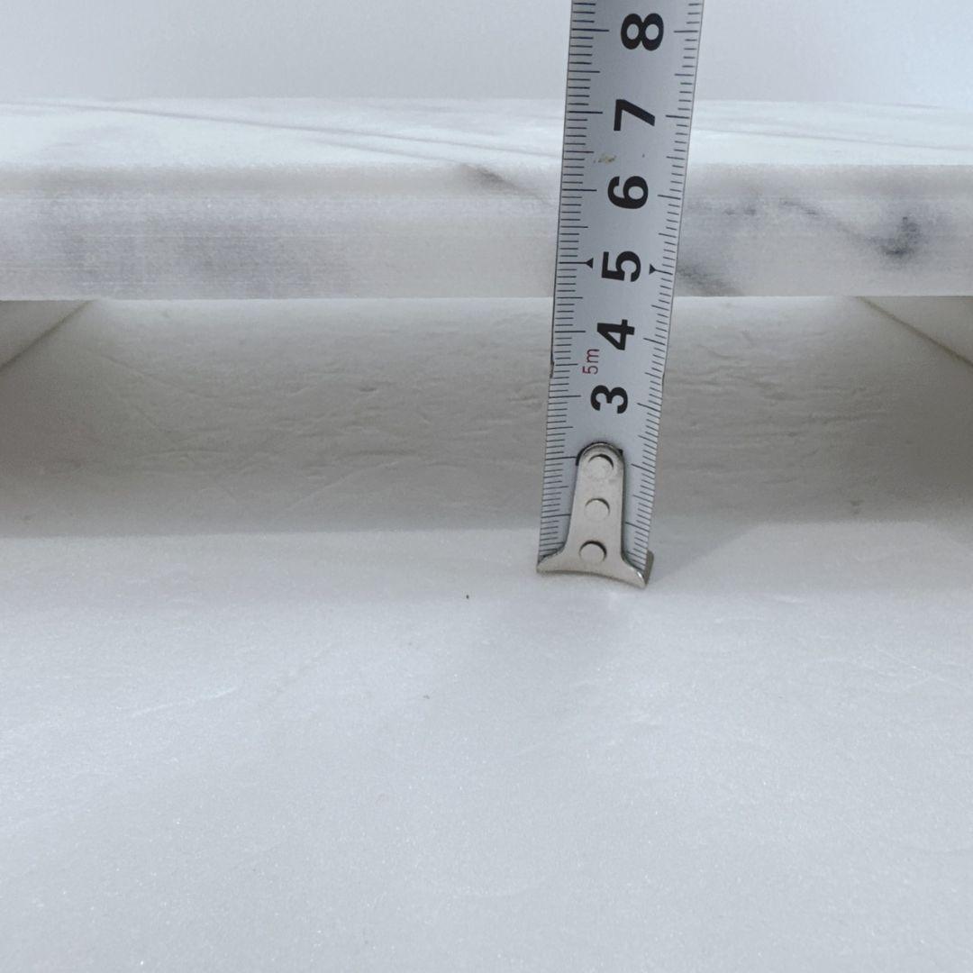 大理石 丸型花瓶 台座付き 白 灰色 マーブル模様 壺 花器 花台