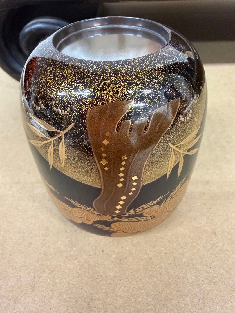 茶道具 棗 蒔絵 村田宗覚 宗利 大棗 内銀地 老松 セット売り