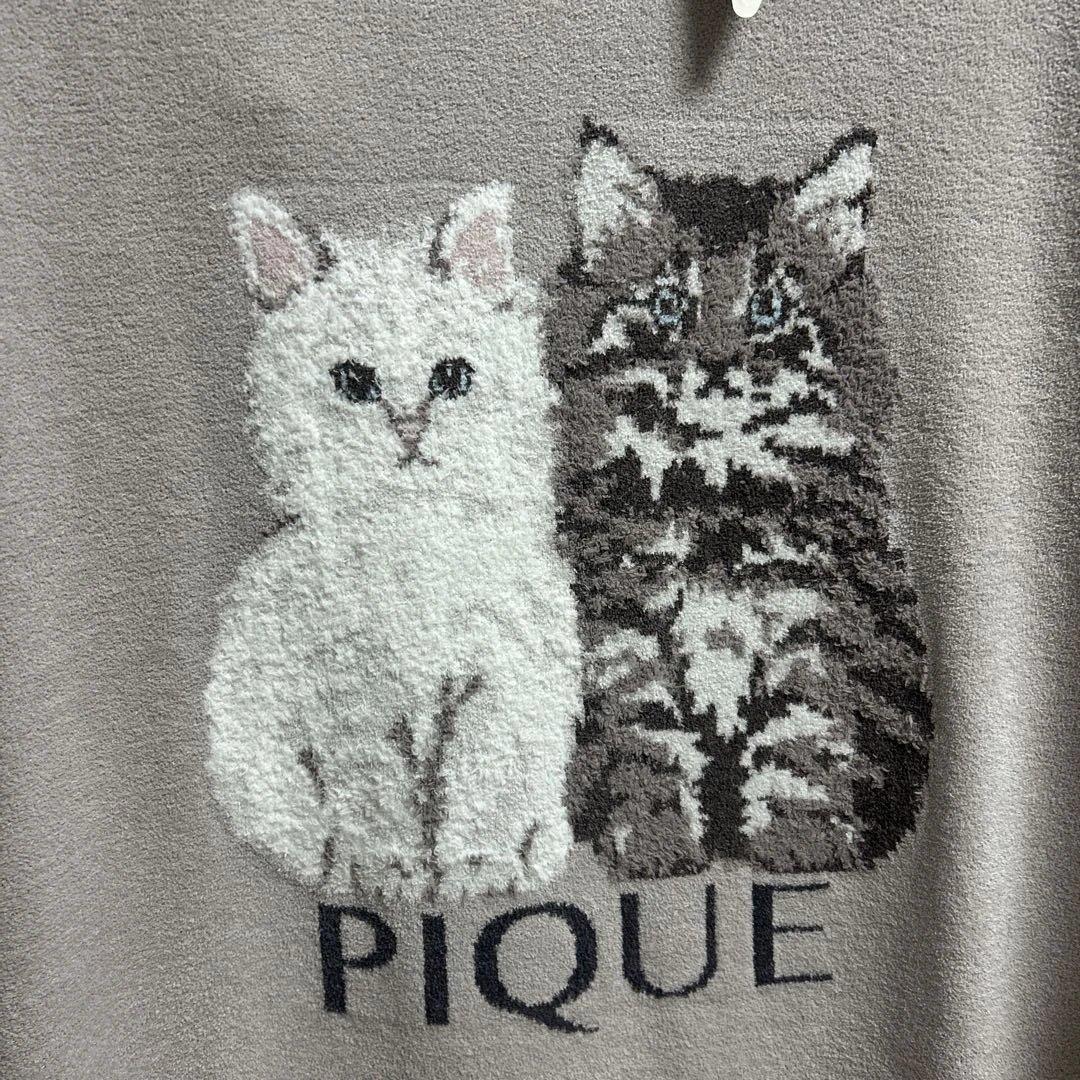 ジェラートピケ　ツインキャットジャガードワンピース　猫　タグ付き　ベージュ