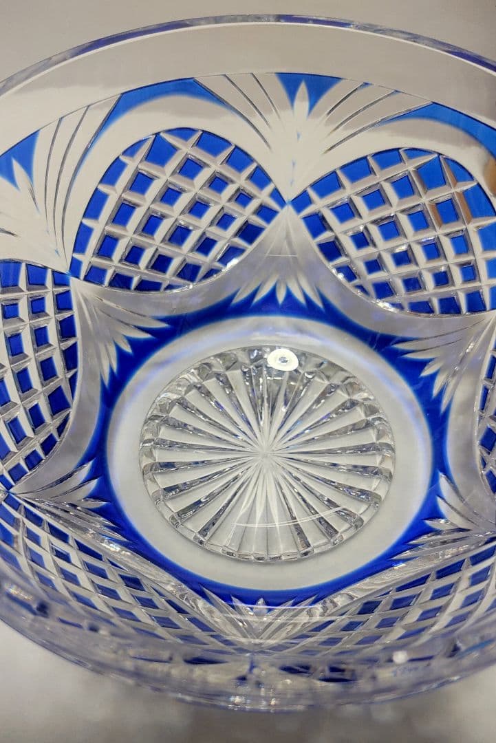 超希少品☆薩摩切子 剣而松笠紋 中鉢（切子、江戸切子、薩摩切子）