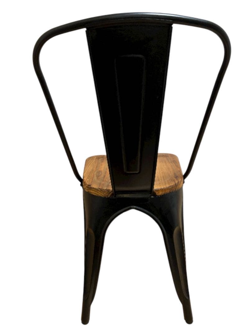 【美品】アイアンチェア 木製座面 ダイニングチェア カフェ風 2脚セット