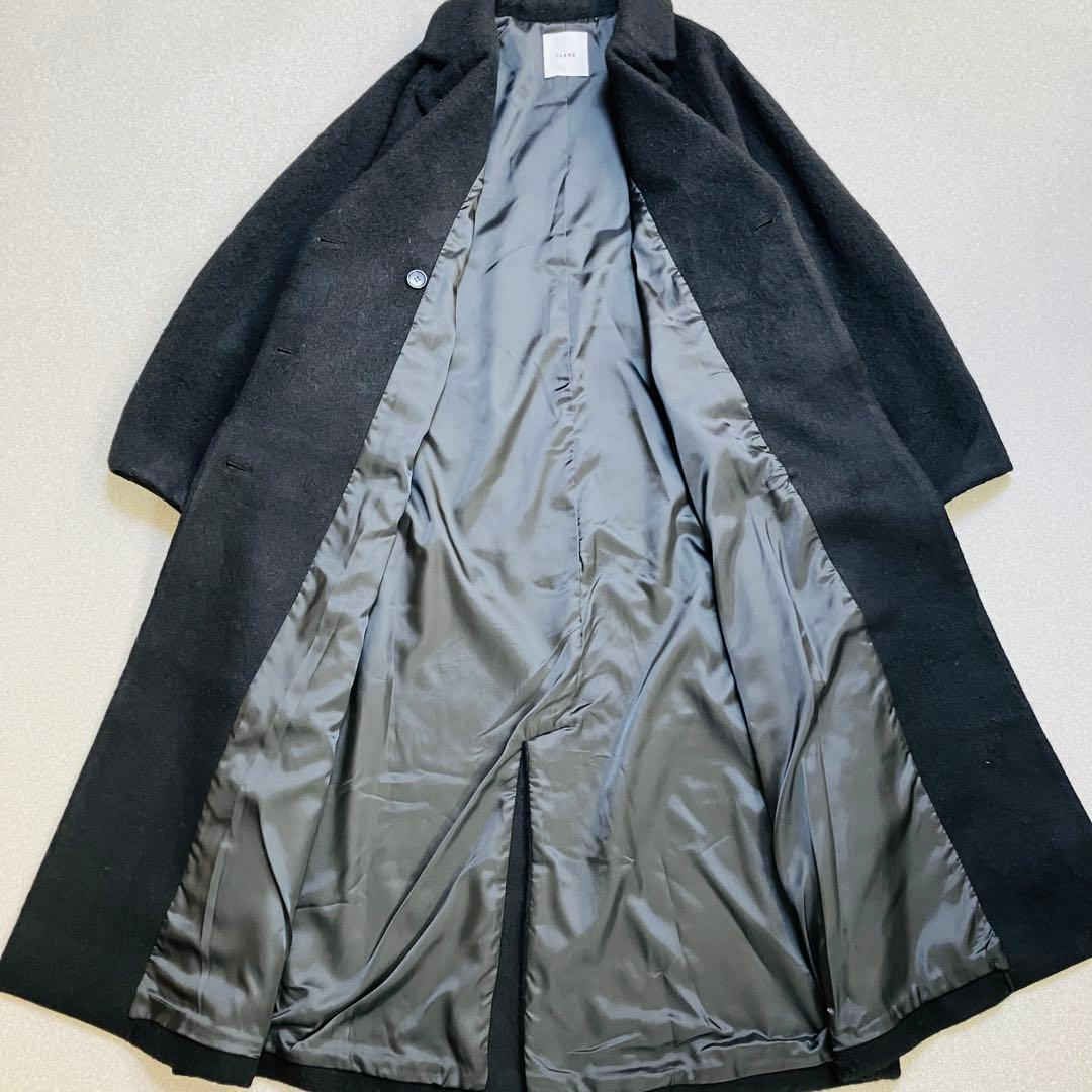 CLANE ダブルウールロングコート ラグランスリーブ シャギー マキシ丈