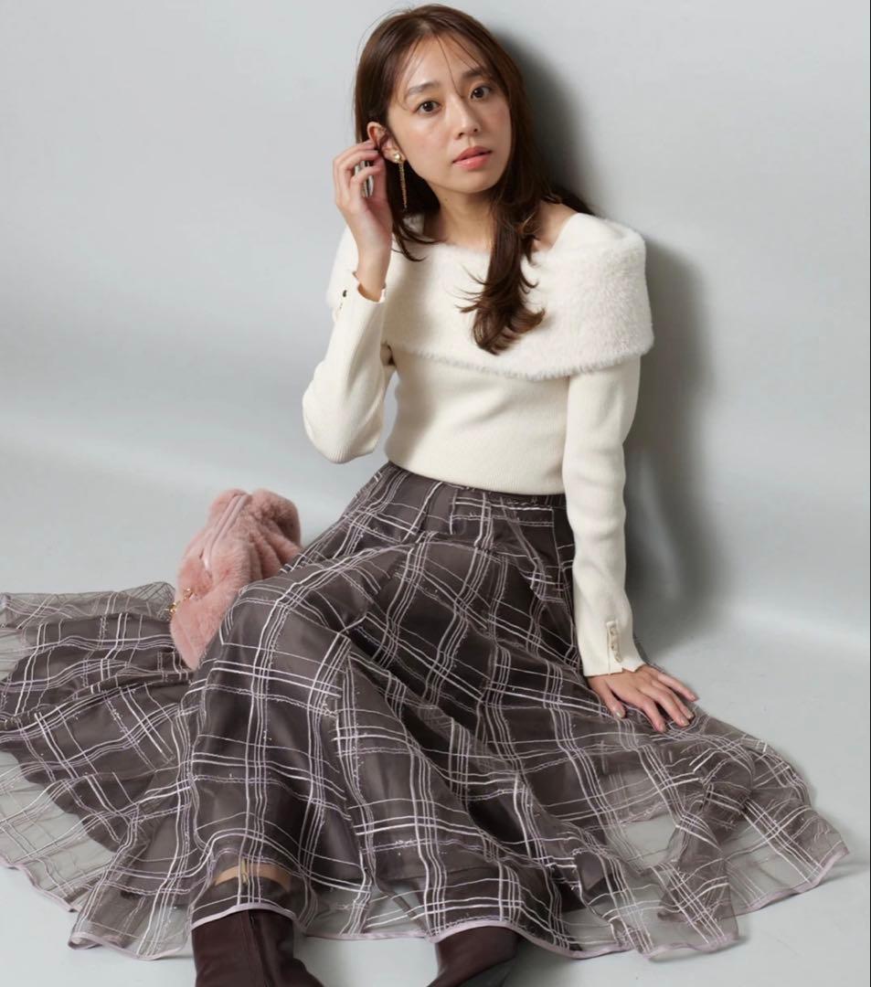 【新品タグ付き】JUSGLITTY チェックスカート モカ茶　ジャスグリッティー