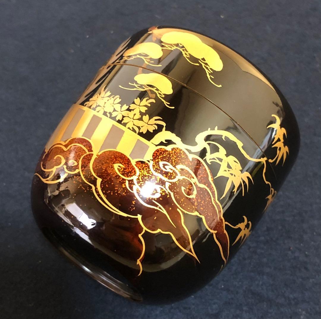 《R》茶道具 住吉蒔絵 中棗 光月造 木製漆器 共箱　260114き3