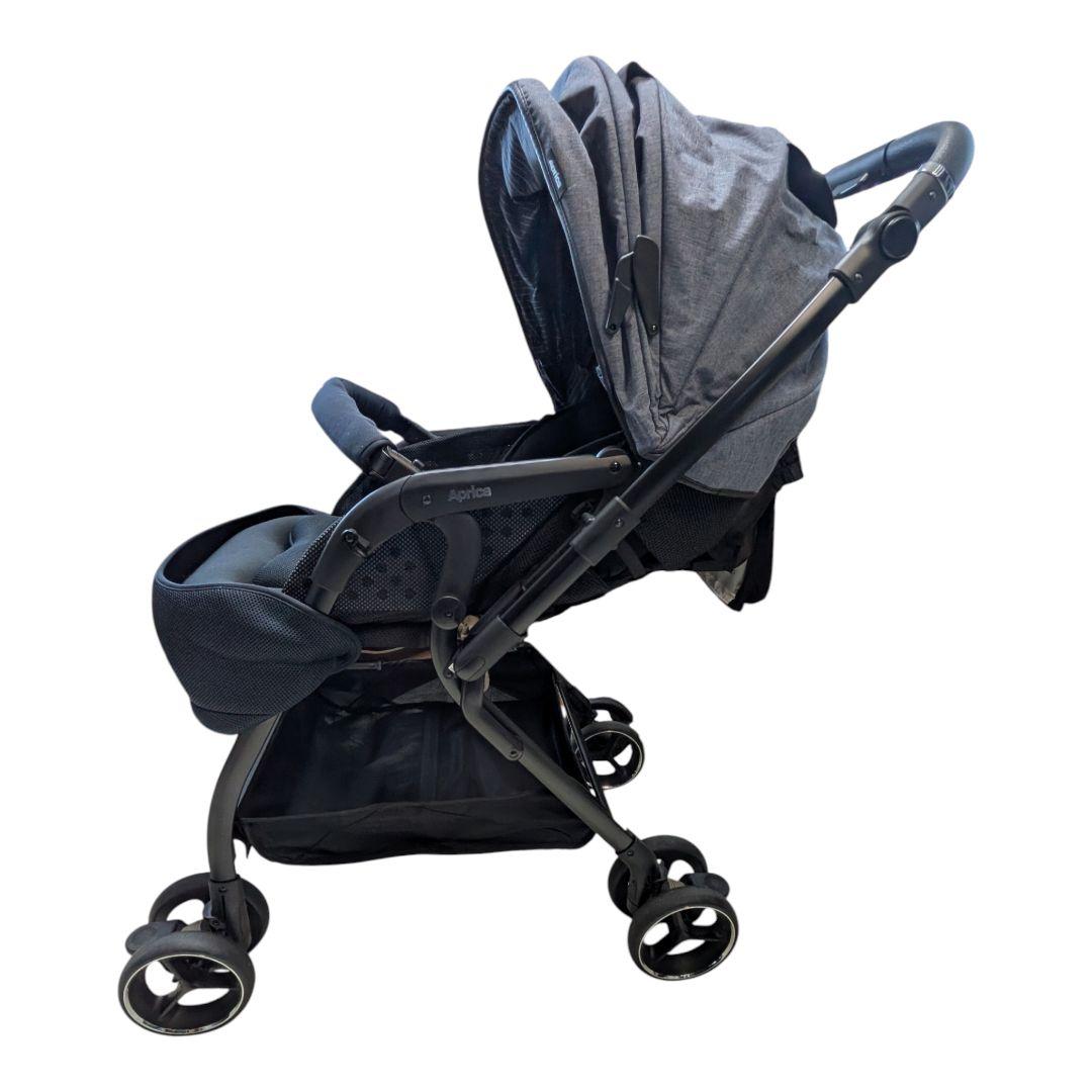 極美品 アップリカ 最上級ベビーカー オプティア クッション グレイス ネイビー