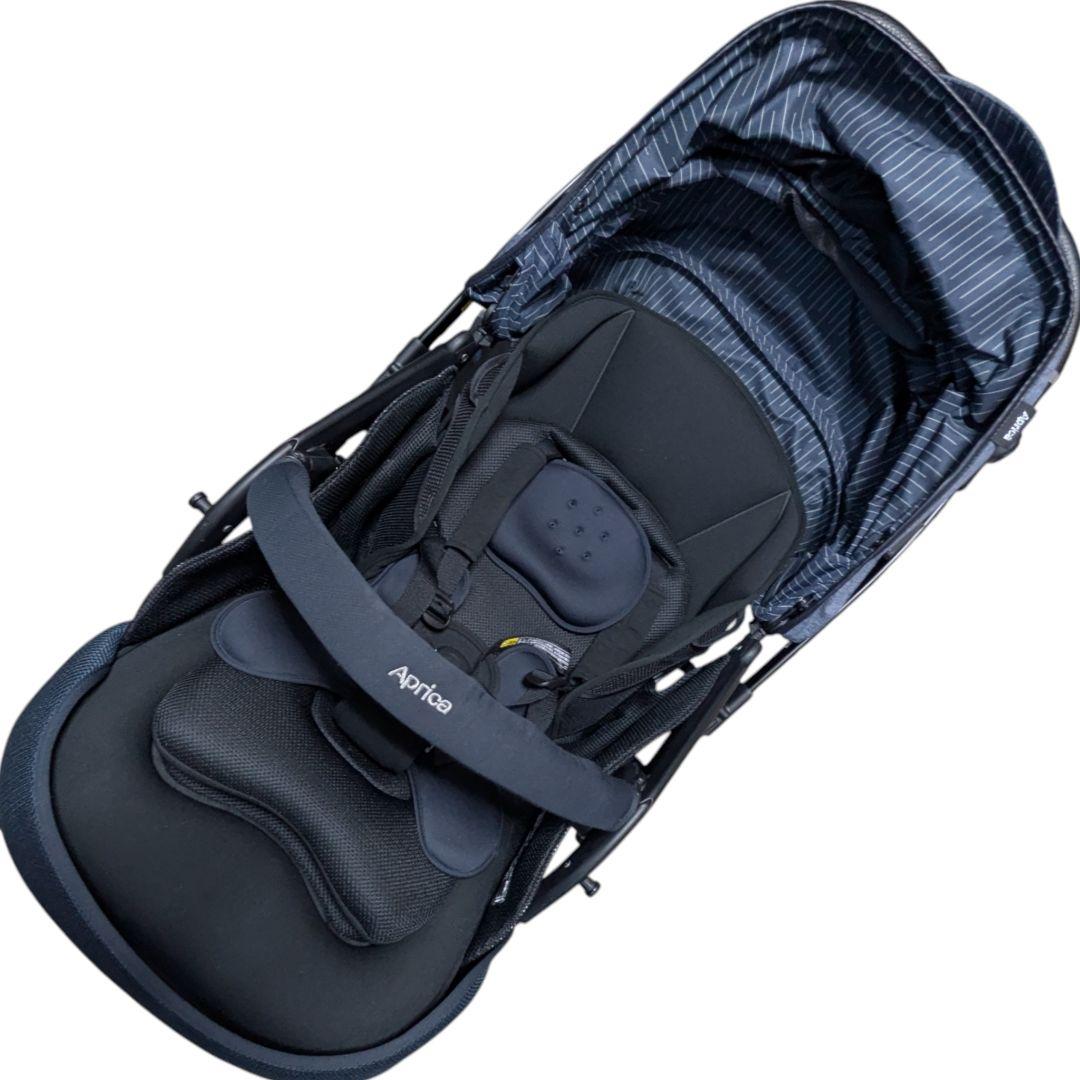 極美品 アップリカ 最上級ベビーカー オプティア クッション グレイス ネイビー