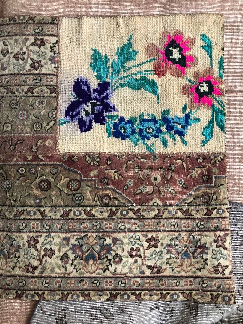 79×151 パッチワークヴィンテージラグ　花柄