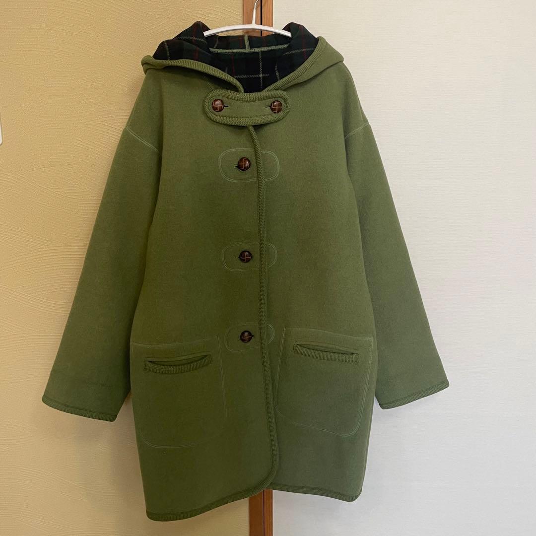 【美品】元町 lebeau チャーミングコート ミディアム　リバーシブル 緑 M