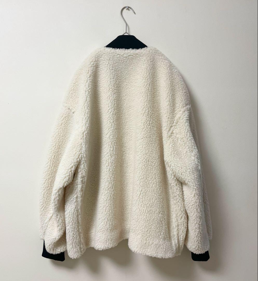 クルニ　アウター　ボアジャケット　ブルゾン　MA1　ウール　2　白系　金ジップ