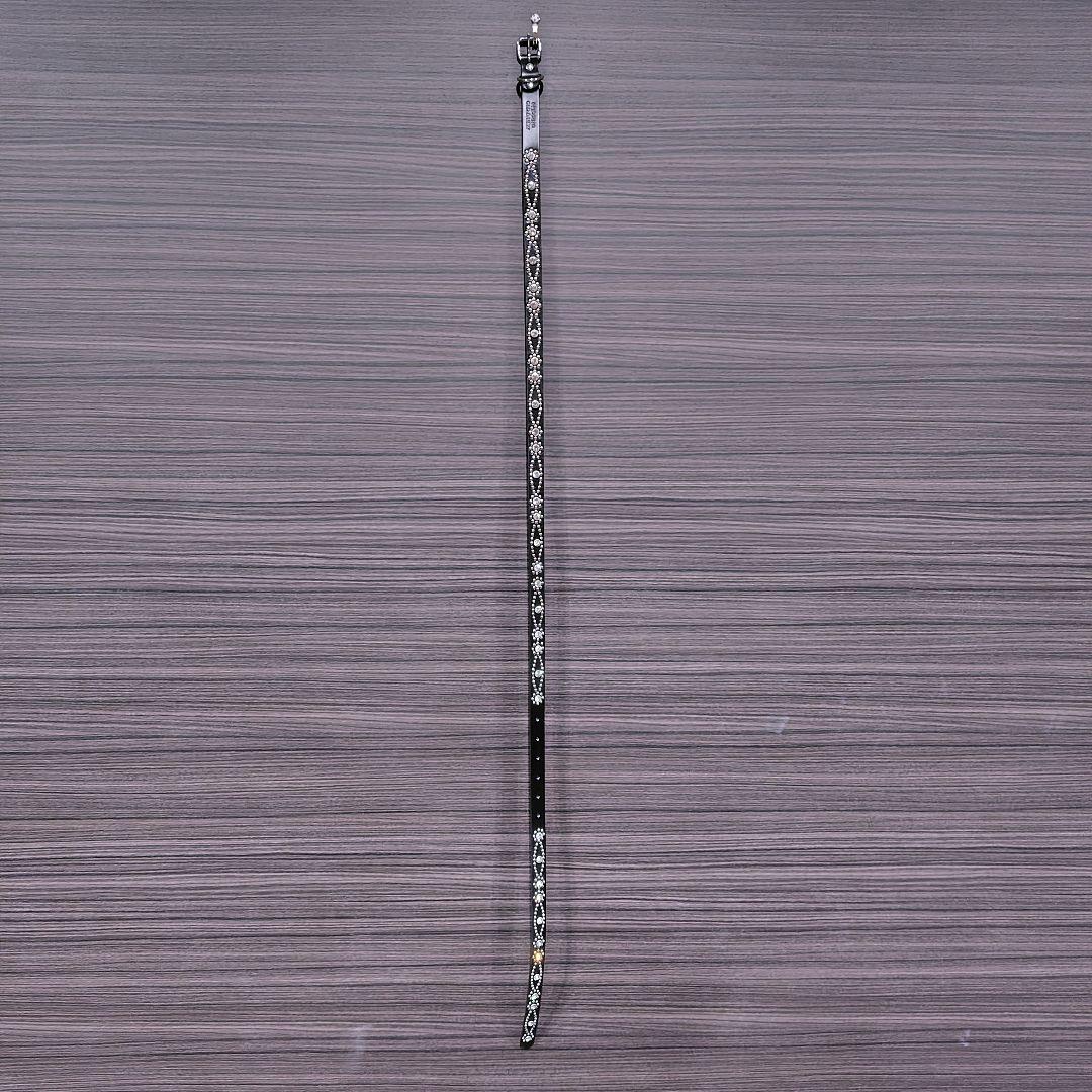 クロス銀■本革レザーフルスタッズナローベルト☆シルバースワロフスキー