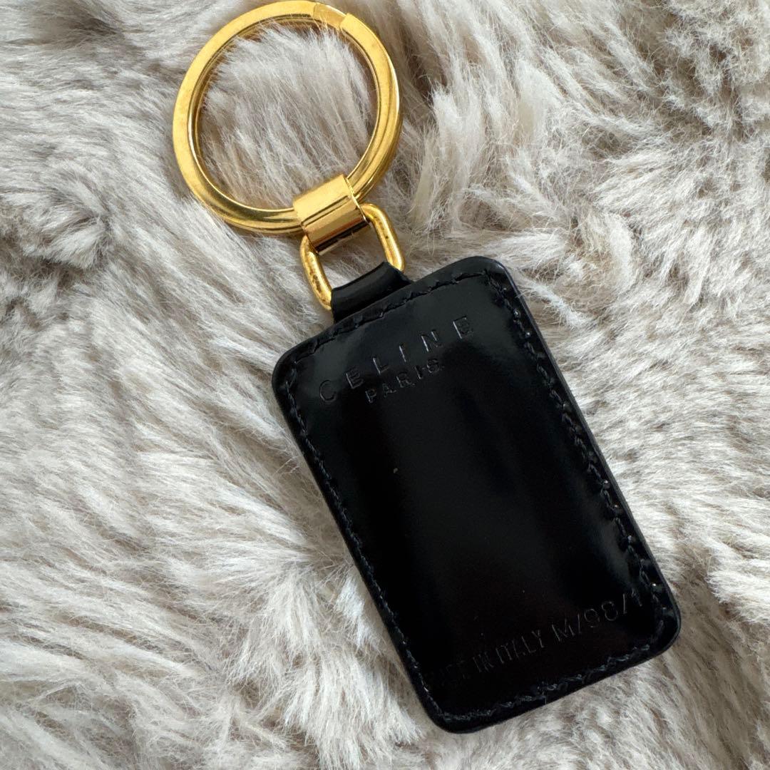ヴィンテージCELINE セリーヌ ブラックレザー キーリング チャーム