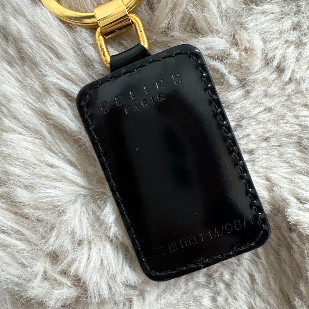 ヴィンテージCELINE セリーヌ ブラックレザー キーリング チャーム