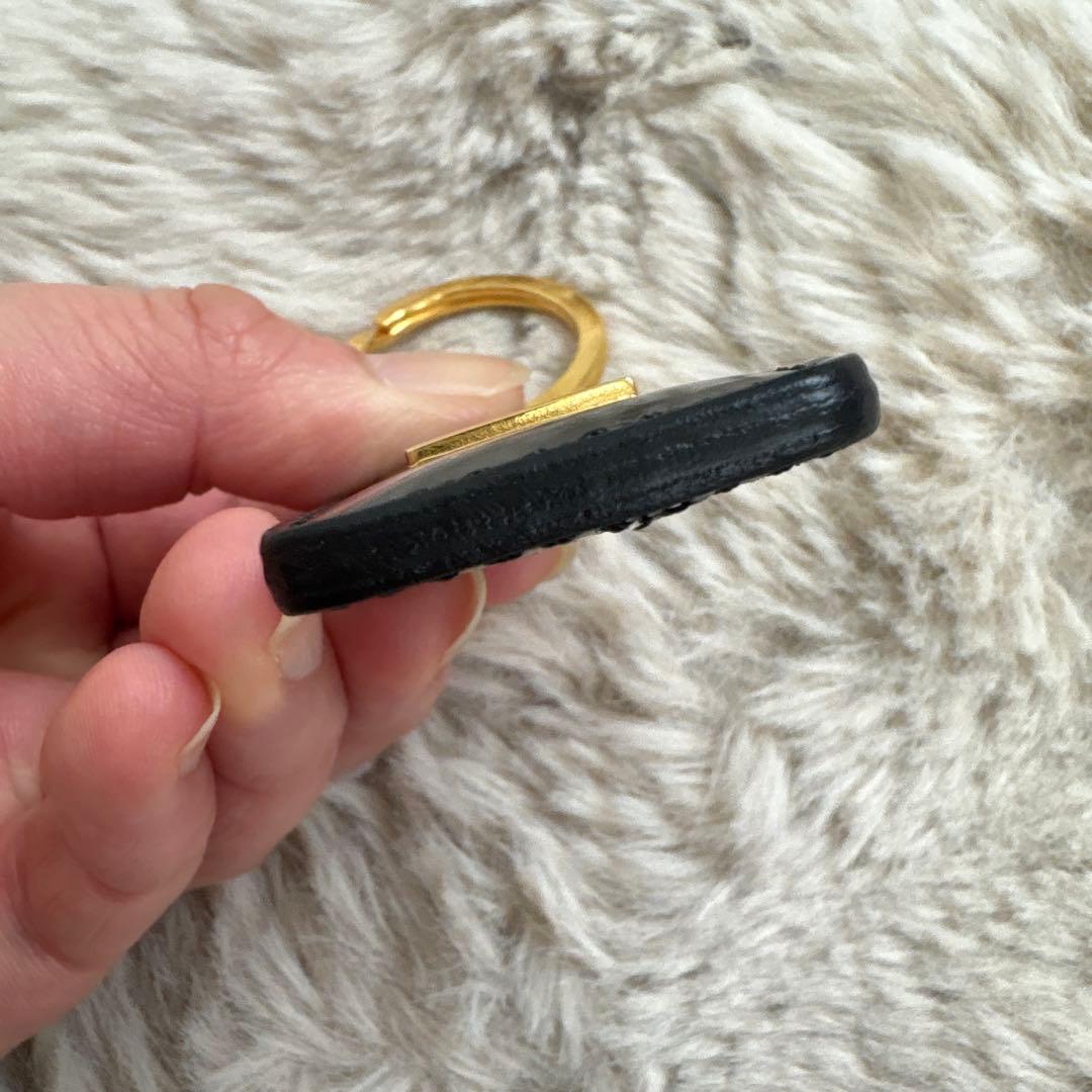 ヴィンテージCELINE セリーヌ ブラックレザー キーリング チャーム