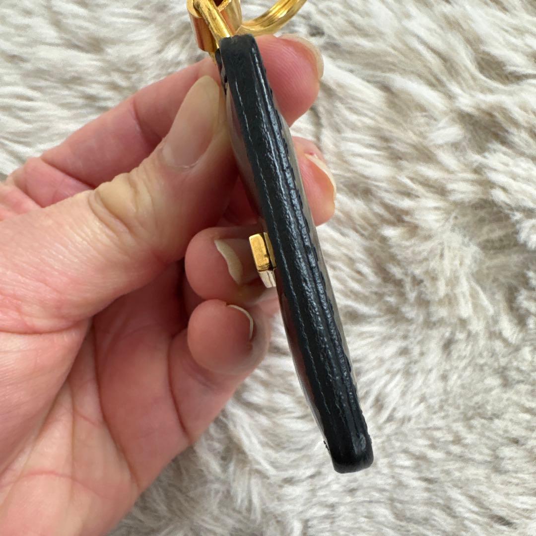 ヴィンテージCELINE セリーヌ ブラックレザー キーリング チャーム