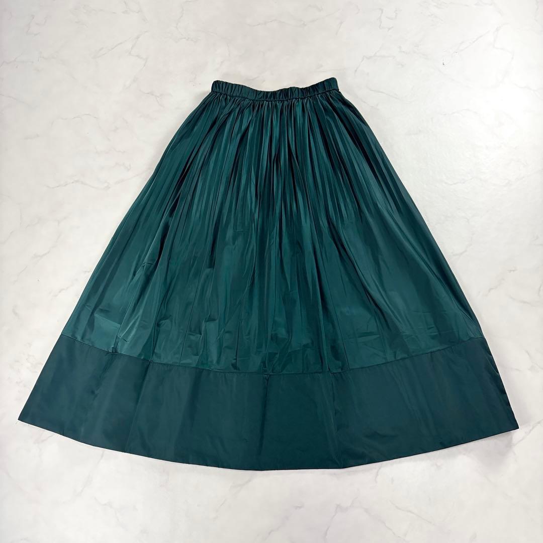 ENFOLD VOLUME SKIRT プリーツ ロング ダークグリーン 38