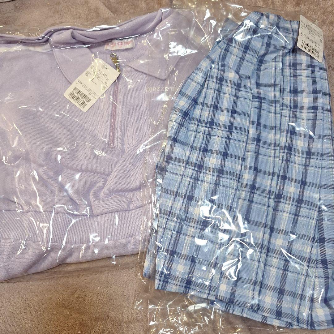 メゾピアノ2026福袋140センチ　チェックスカート　ワンピース　セット