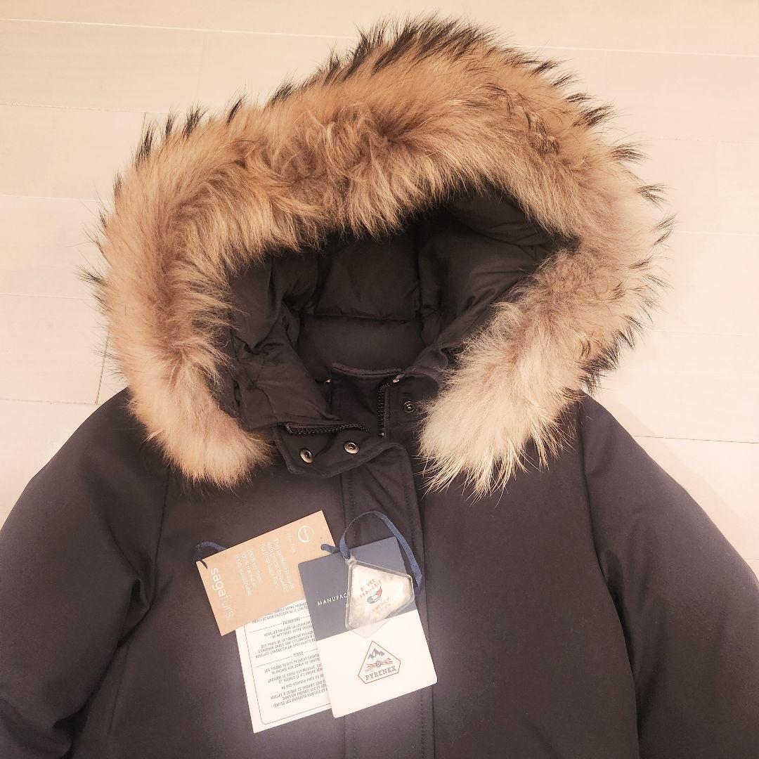 ピレネックス PYRENEX ダウン レディースフードファー着脱ブラック 36