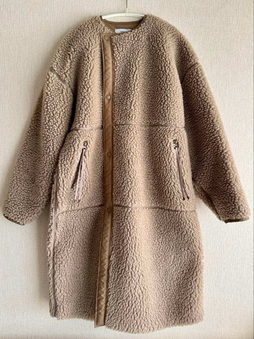HYKE ベージュ ボア ロングコート サイズ2