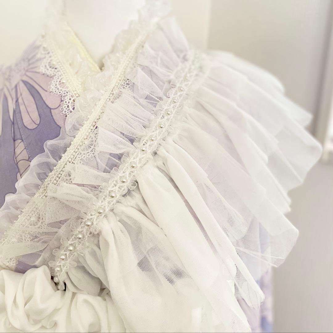今流行りのショルダーレースフリルパール　成人式振袖　卒業式袴　浴衣着物　七五三