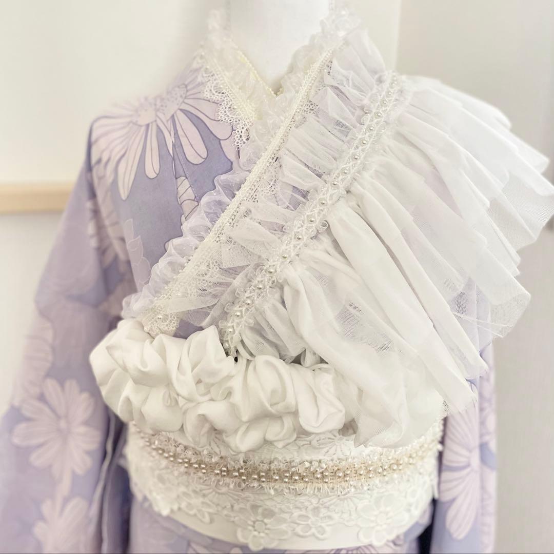 今流行りのショルダーレースフリルパール　成人式振袖　卒業式袴　浴衣着物　七五三