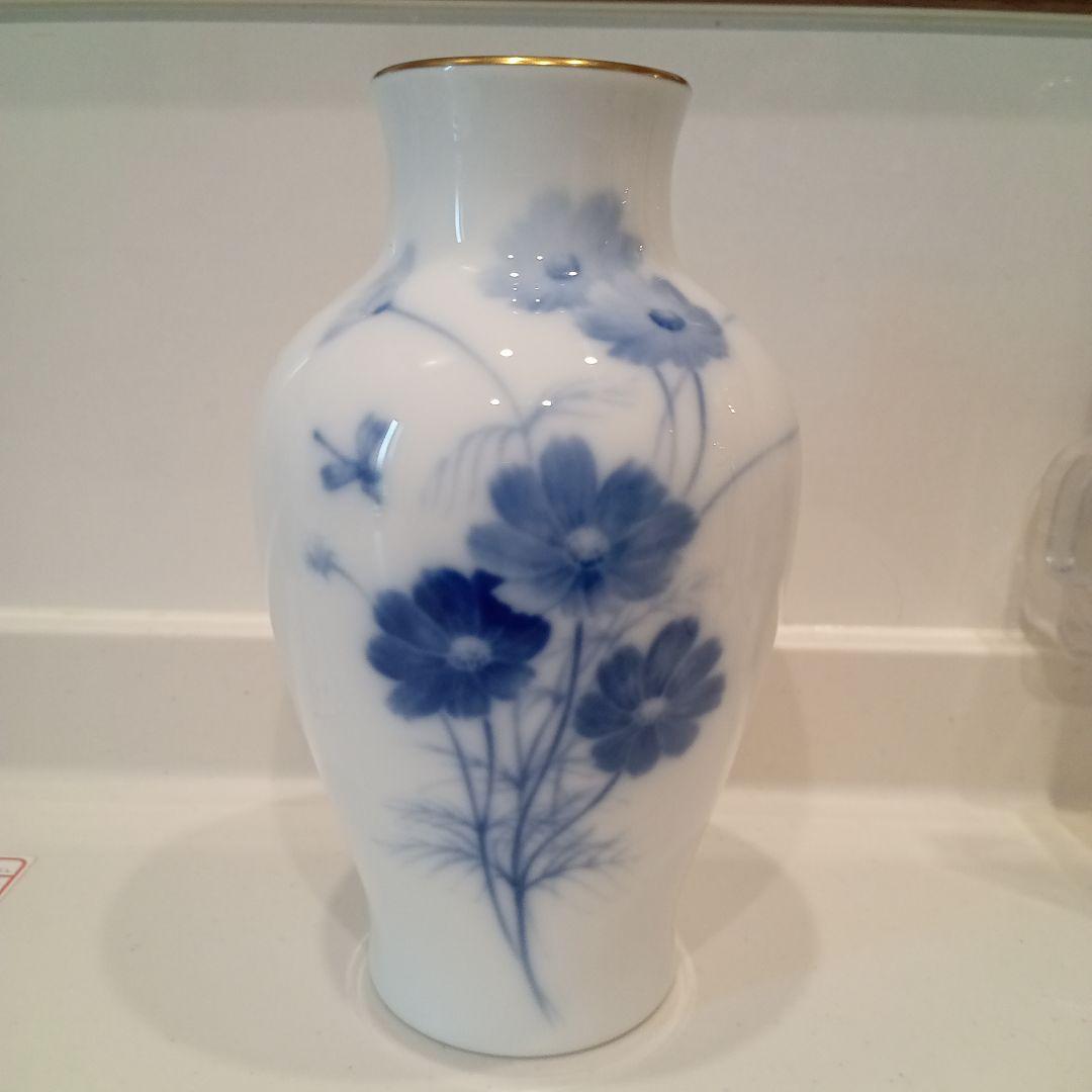 大倉陶園　ブルーコスモス　花入　花瓶　美品　廃盤品