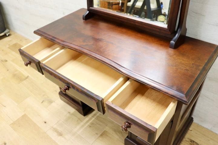 GMFN117○北海道民芸家具 ドレッサー 鏡台 化粧台 ミラー チェスト 収納