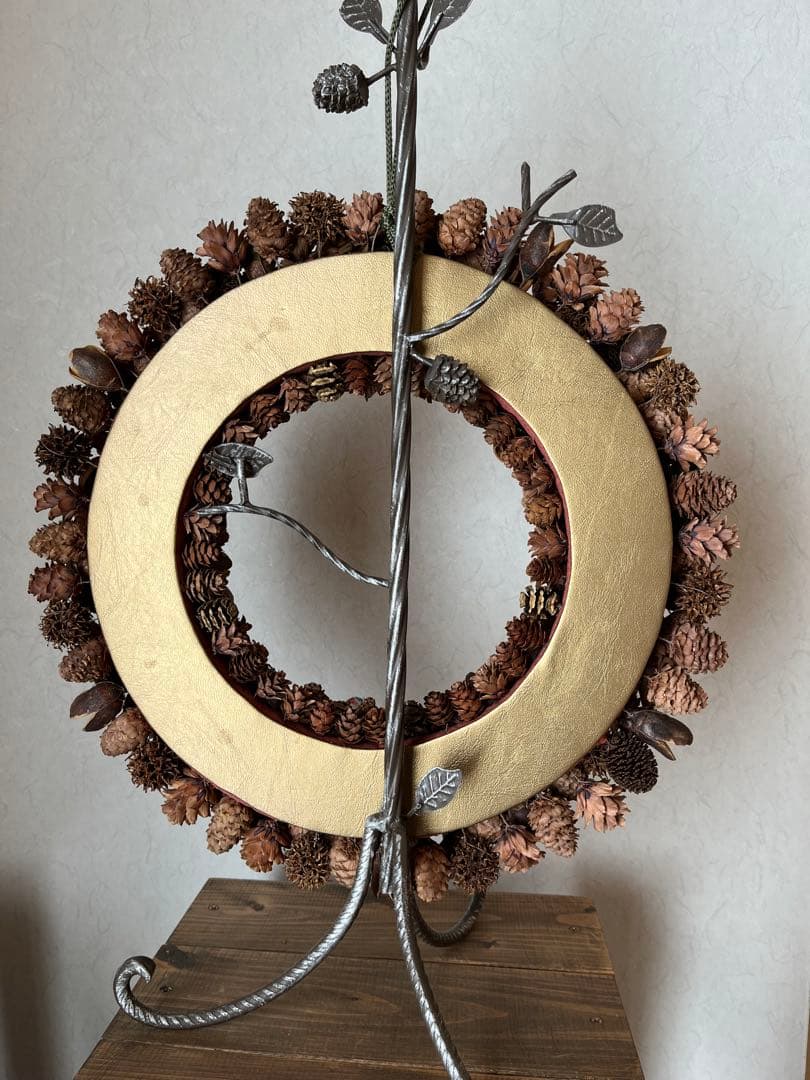 【ハンドメイド】木の実の和風リース　　約39㎝