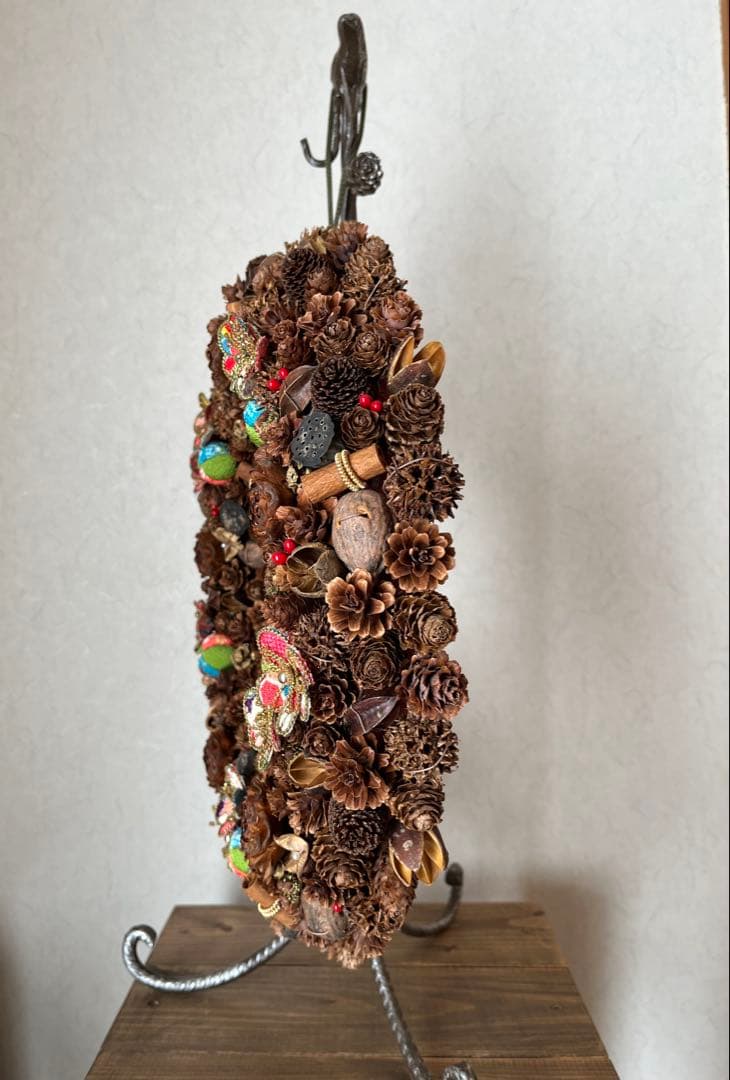 【ハンドメイド】木の実の和風リース　　約39㎝