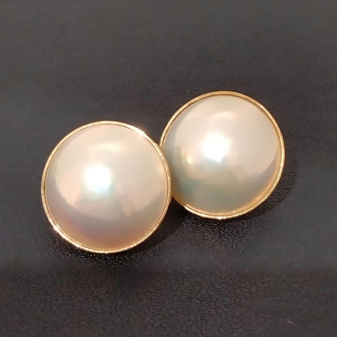 K18◯マベパール◯ピアス✨シンプル綺麗✨K18製シリコン留め具新品